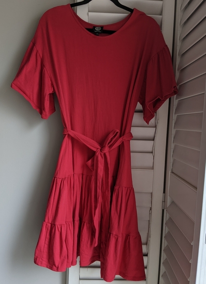 Bobeau Drop Waist Ruffle Cotton Dress - Picture 6 of 10